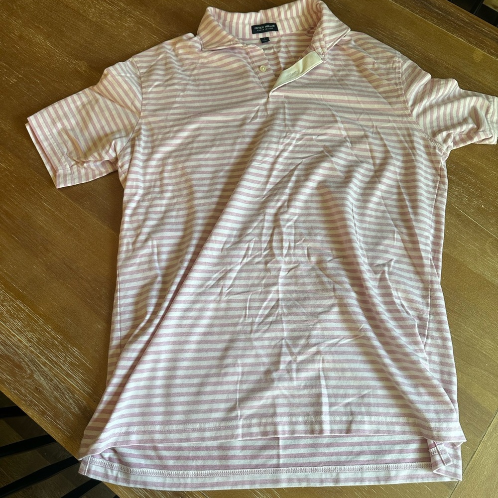 Peter Millar Light Pink Striped Polo Shirt